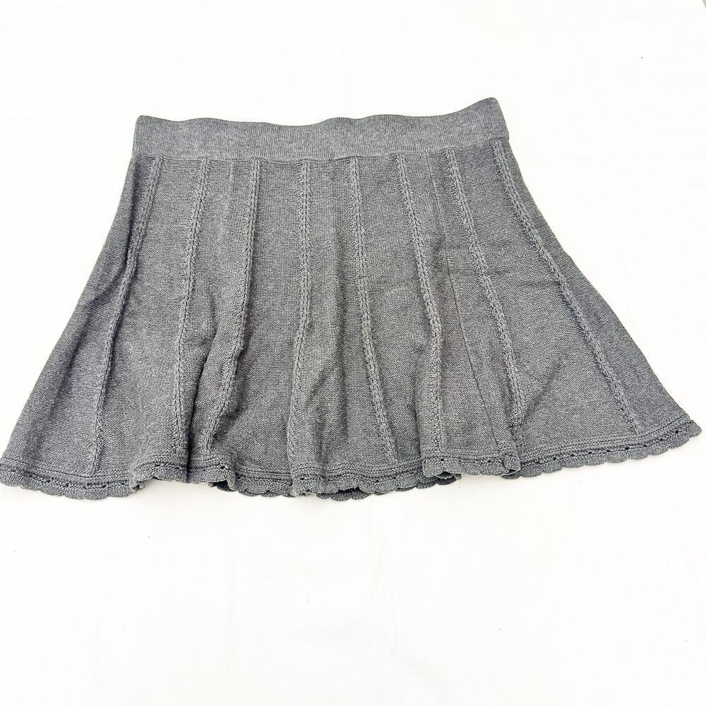 Cabi Circle Skater Pleated Skirt Knit Gray 100% Cotton Size XL